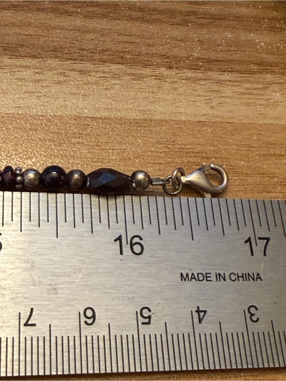 Heart Pendant with faceted garnets & silver beads Necklace - SS lobster clasp - Picture 10 of 10